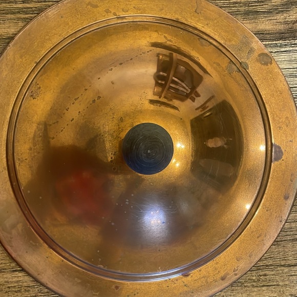 Copper skillet with lid and wood handle. Really nice used vintage piece. Decor - Picture 9 of 10